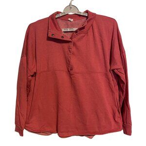 Colosseum Snap Neck Pullover Sweatshirt XL Pink Long Sleeve Cozy Cotton Blend